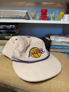 Lakers Corduroy Cap - Cream with Purple Trim